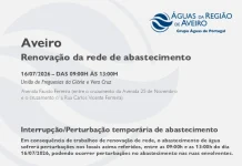 AdRA: Suspensão temporária do abastecimento em Aveiro