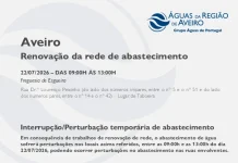 AdRA: Suspensão temporária do abastecimento em Aveiro