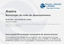 AdRA: Suspensão temporária do abastecimento em Aveiro