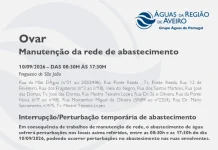AdRA: Suspensão temporária do abastecimento em Ovar