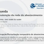 AdRA: Suspensão temporária do abastecimento em Águeda