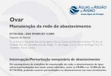 AdRA: Suspensão temporária do abastecimento em Ovar